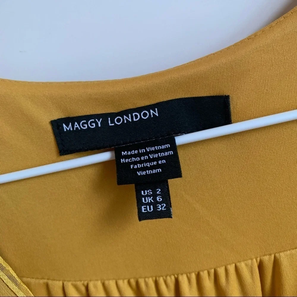MAGGY LONDON | EUC Golden Yellow Boho Midi Dress 2